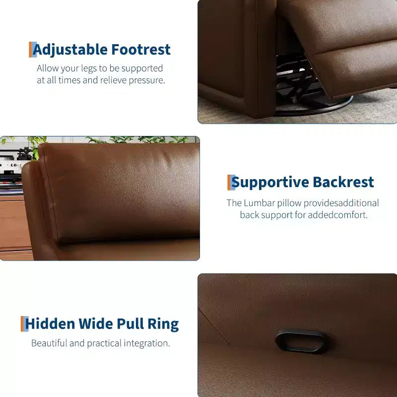 Handmatige Relaxstoel, 360 Graden Draaibare Schommelstoel Relaxstoel, Zachte Kunstleren Gestoffeerde Sofa Stoel met Ergonomische Rugleuning voor Volwassenen