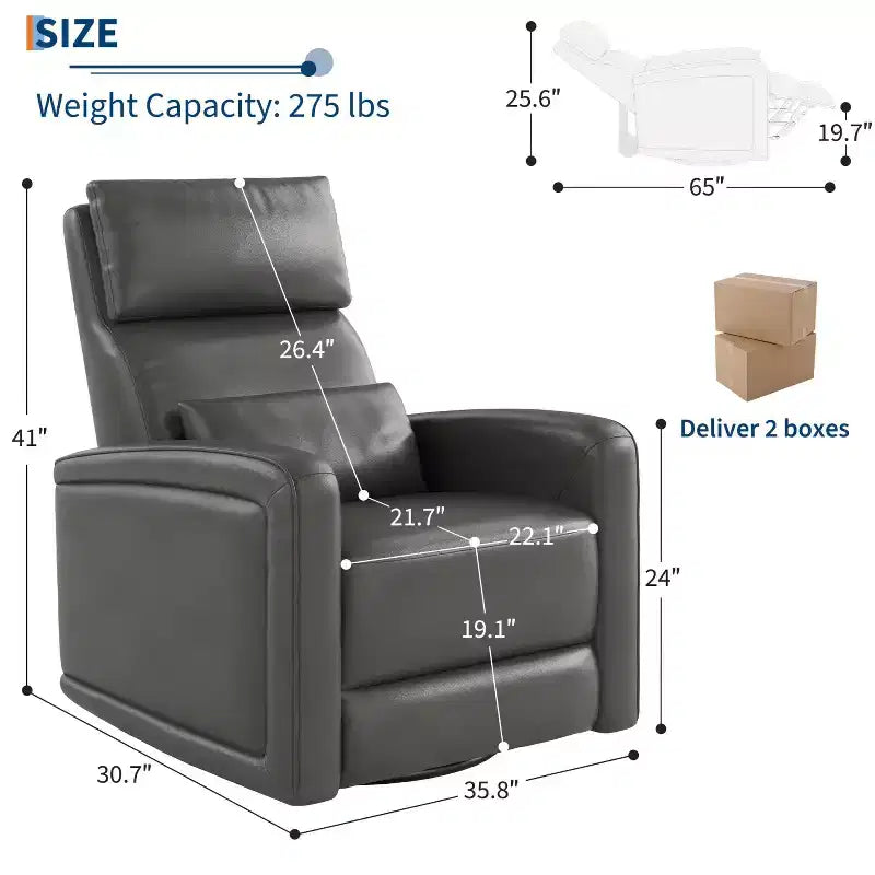 Manueller Relaxsessel, 360-Grad-Drehbarer Schaukelstuhl, Weich gepolsterter Kunstleder-Sofa-Stuhl mit ergonomischer Rückenlehne für Erwachsene