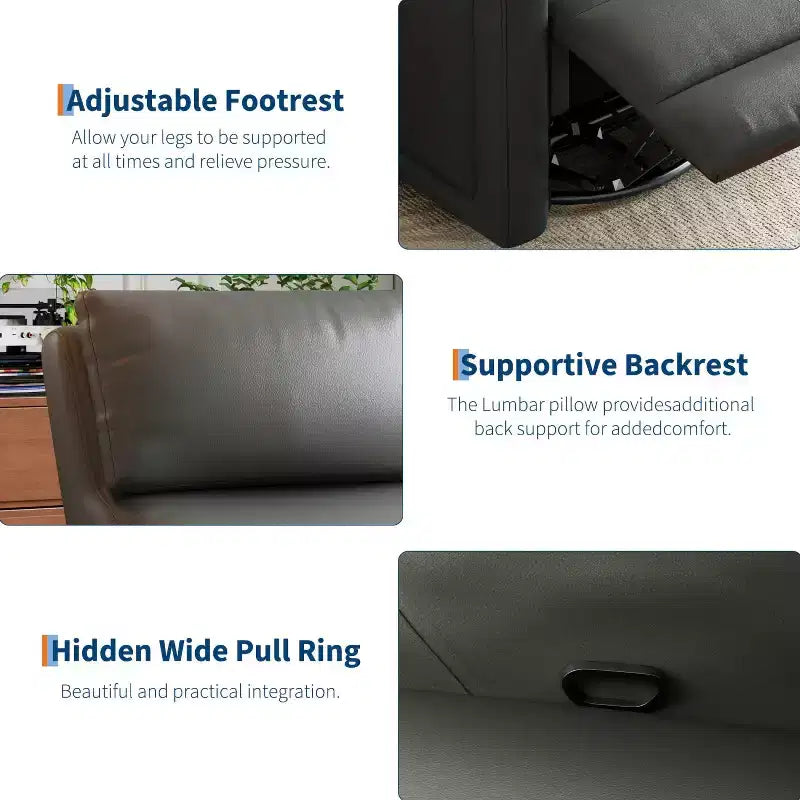 Handmatige Relaxstoel, 360 Graden Draaibare Schommelstoel Relaxstoel, Zachte Kunstleren Gestoffeerde Sofa Stoel met Ergonomische Rugleuning voor Volwassenen