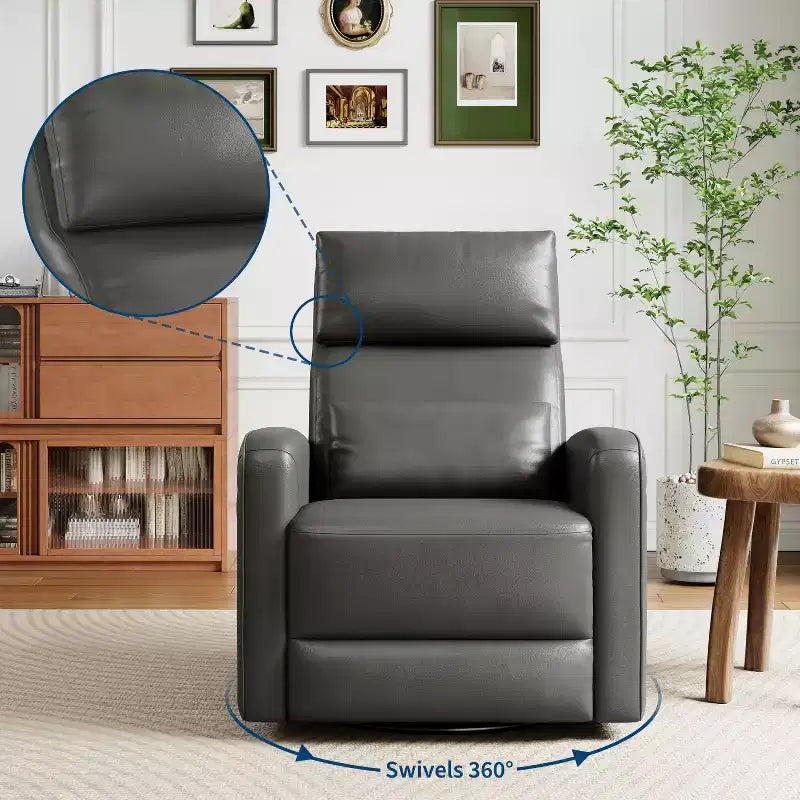 Handmatige Relaxstoel, 360 Graden Draaibare Schommelstoel Relaxstoel, Zachte Kunstleren Gestoffeerde Sofa Stoel met Ergonomische Rugleuning voor Volwassenen