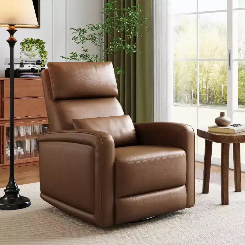 Manueller Relaxsessel, 360-Grad-Drehbarer Schaukelstuhl, Weich gepolsterter Kunstleder-Sofa-Stuhl mit ergonomischer Rückenlehne für Erwachsene