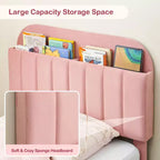 Tweepersoons Bedframe met Boekenkast Hoofdeinde, Gestoffeerd Fluwelen Platformbed - Stevige Stalen Poten, Geluidsvrij, Gemakkelijke Montage