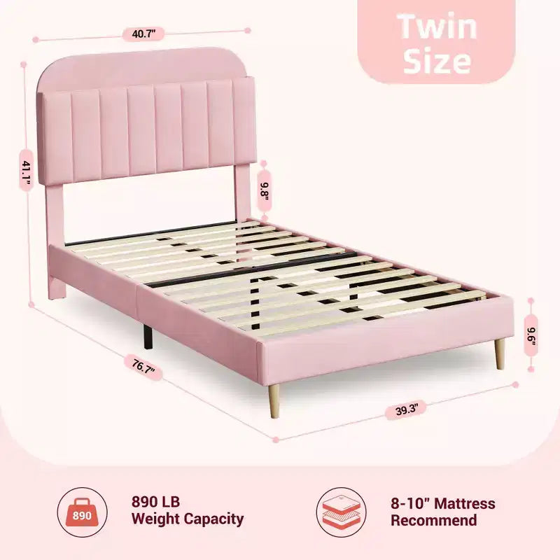 Tweepersoons Bedframe met Boekenkast Hoofdeinde, Gestoffeerd Fluwelen Platformbed - Stevige Stalen Poten, Geluidsvrij, Gemakkelijke Montage