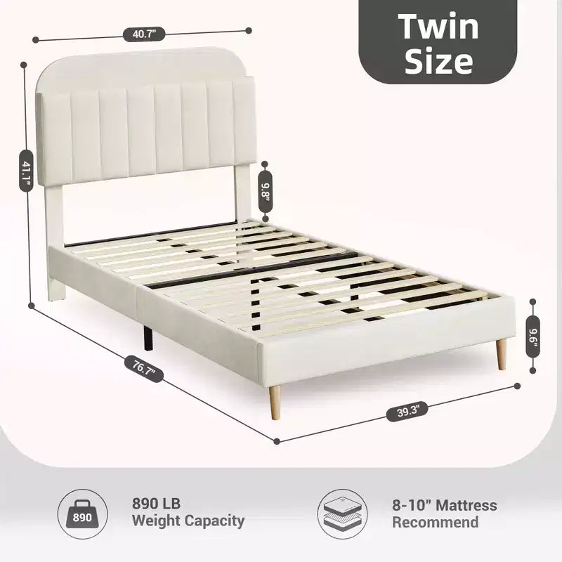 Tweepersoons Bedframe met Boekenkast Hoofdeinde, Gestoffeerd Fluwelen Platformbed - Stevige Stalen Poten, Geluidsvrij, Gemakkelijke Montage