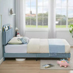 Tweepersoons Bedframe met Boekenkast Hoofdeinde, Gestoffeerd Fluwelen Platformbed - Stevige Stalen Poten, Geluidsvrij, Gemakkelijke Montage