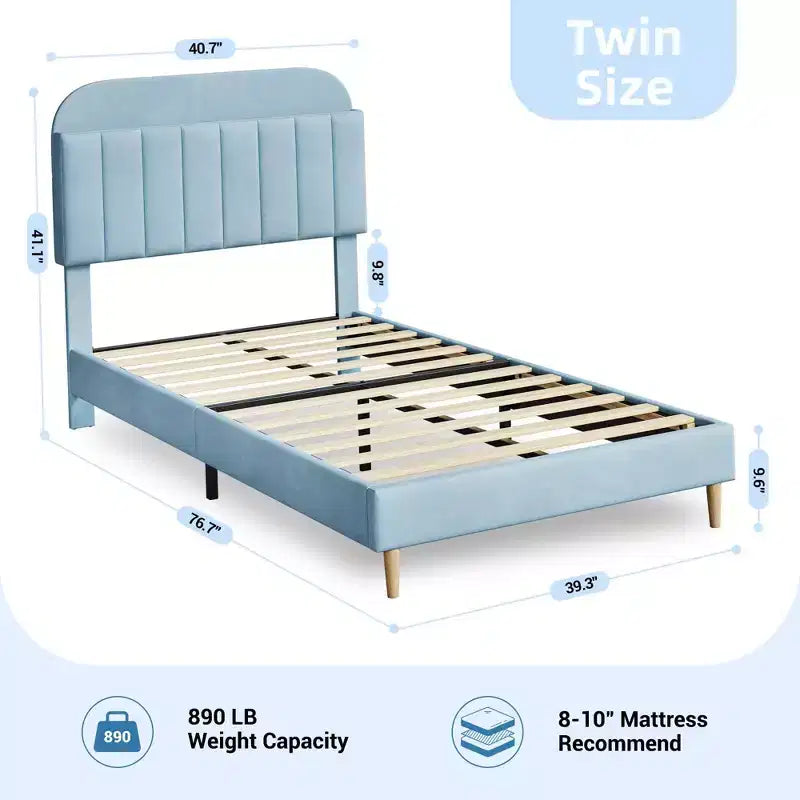Tweepersoons Bedframe met Boekenkast Hoofdeinde, Gestoffeerd Fluwelen Platformbed - Stevige Stalen Poten, Geluidsvrij, Gemakkelijke Montage