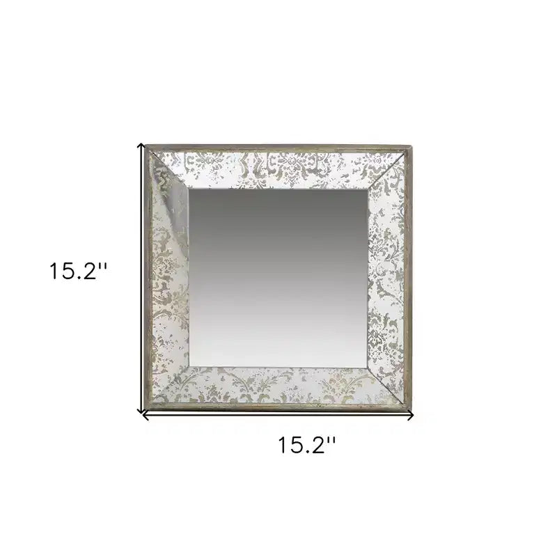 15 Kahverengi Kare Çerçeveli Antika Damask Aksesuar Aynası