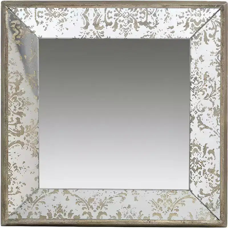15 Kahverengi Kare Çerçeveli Antika Damask Aksesuar Aynası