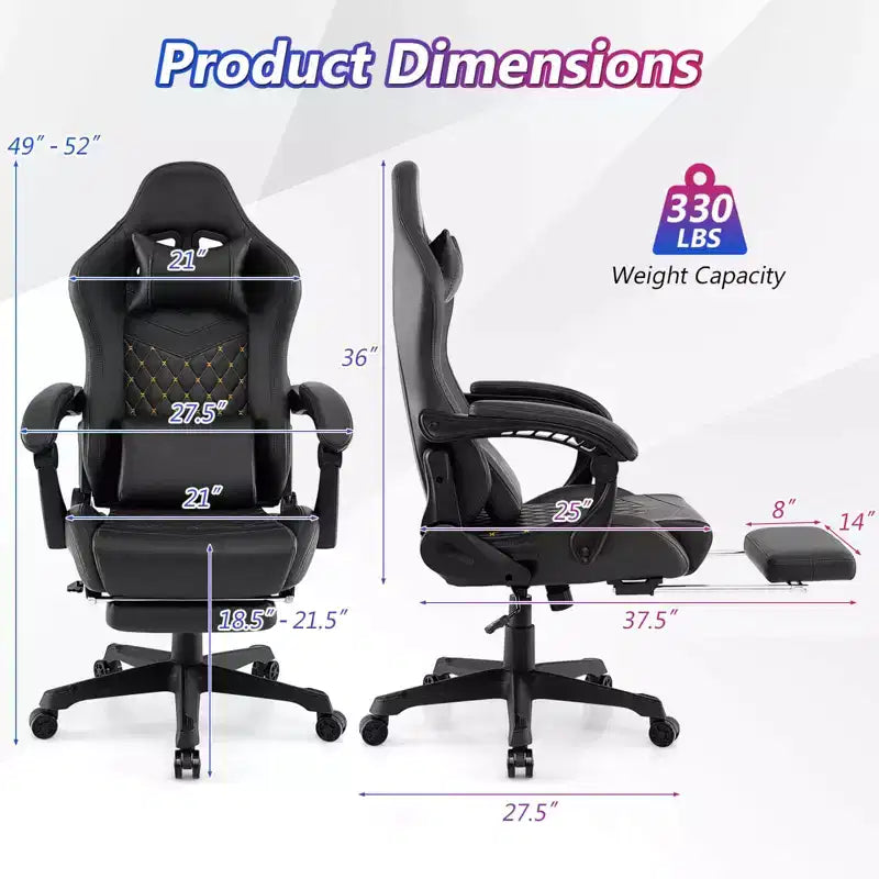 Gaming-Stuhl mit Fußstütze Ergonomischer Video-Spiel-Computerstuhl mit Kopfstütze