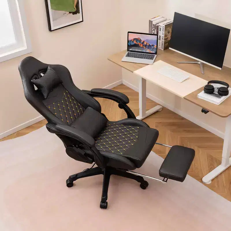 Gaming-Stuhl mit Fußstütze Ergonomischer Video-Spiel-Computerstuhl mit Kopfstütze