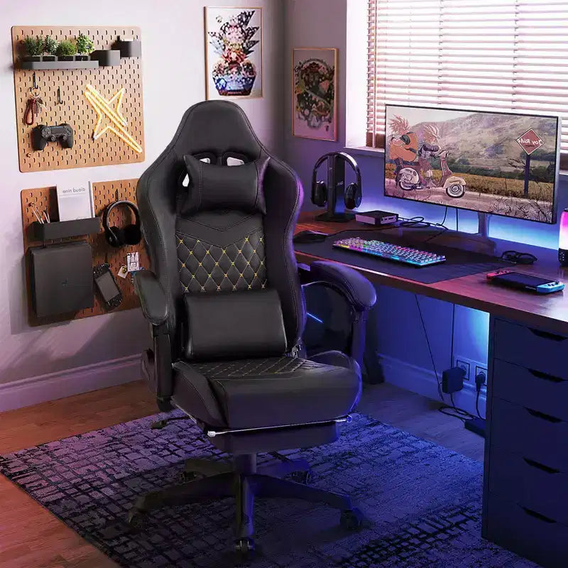 Gaming Chair with Footrest Ergonomic Video Game Computer Chair with Headrest