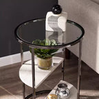 Ronde bijzettafel met nepsteen - zwart