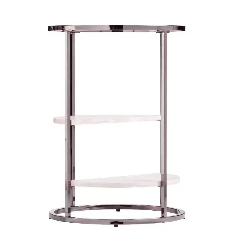 Ronde bijzettafel met nepsteen - zwart