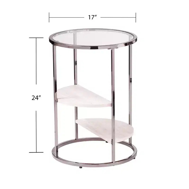 Ronde bijzettafel met nepsteen - zwart