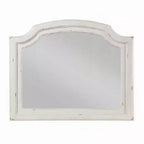 Wall Mount Dresser Mirror, Beveled Glass, 38x47, Rustic Washed White