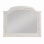 Wall Mount Dresser Mirror, Beveled Glass, 38x47, Rustic Washed White