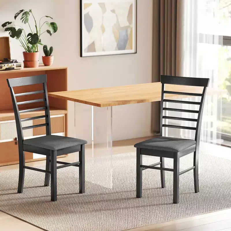Houten eetkamerstoelen, boerenhuis gestoffeerde keukenstoelen met rubberwood frame