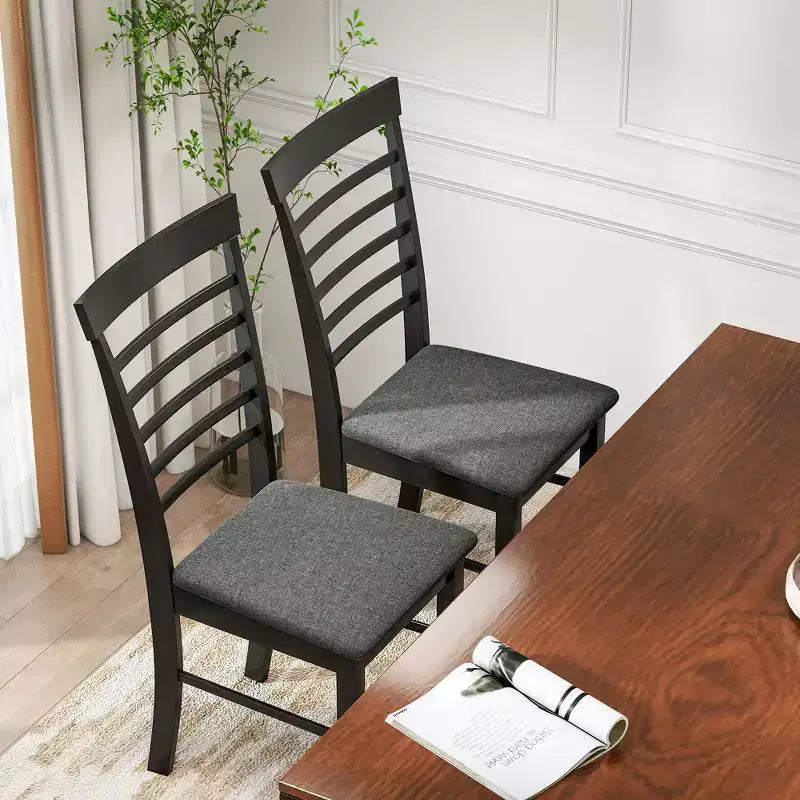 Houten eetkamerstoelen, boerenhuis gestoffeerde keukenstoelen met rubberwood frame