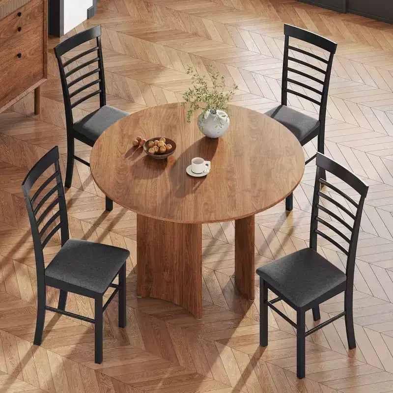Houten eetkamerstoelen, boerenhuis gestoffeerde keukenstoelen met rubberwood frame