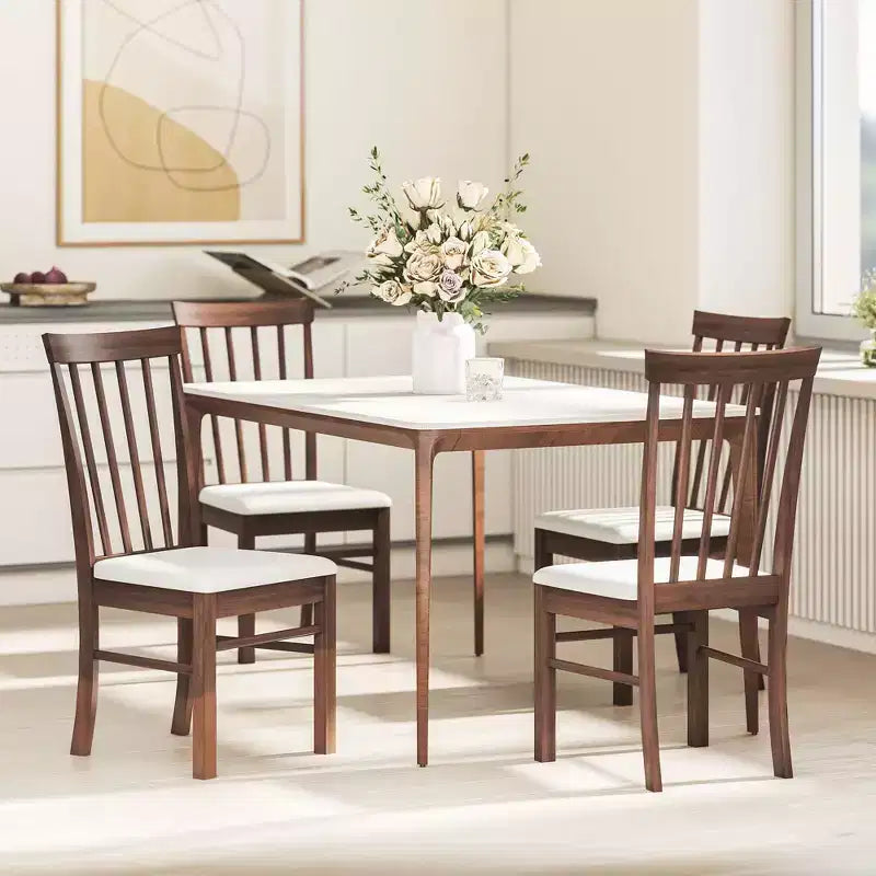 Houten eetkamerstoelen, boerenhuis gestoffeerde keukenstoelen met rubberwood frame