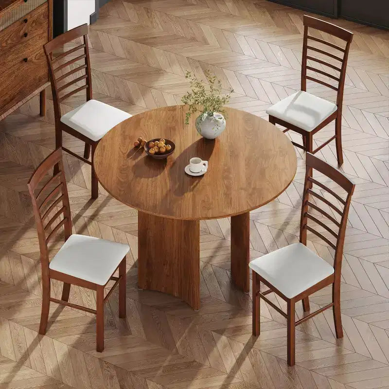 Houten eetkamerstoelen, boerenhuis gestoffeerde keukenstoelen met rubberwood frame