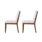 Upholstered Dining Chairs with Solid Wood Frame and Padded Back, Walnut & Light Gray