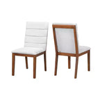 Upholstered Dining Chairs with Solid Wood Frame and Padded Back, Walnut & Light Gray