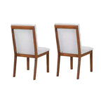 Upholstered Dining Chairs with Solid Wood Frame and Padded Back, Walnut & Light Gray