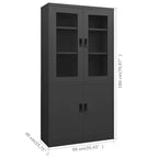 Filing Cabinet Storage Cabinet Locker with Doors and Shelves Steel - Anthracite