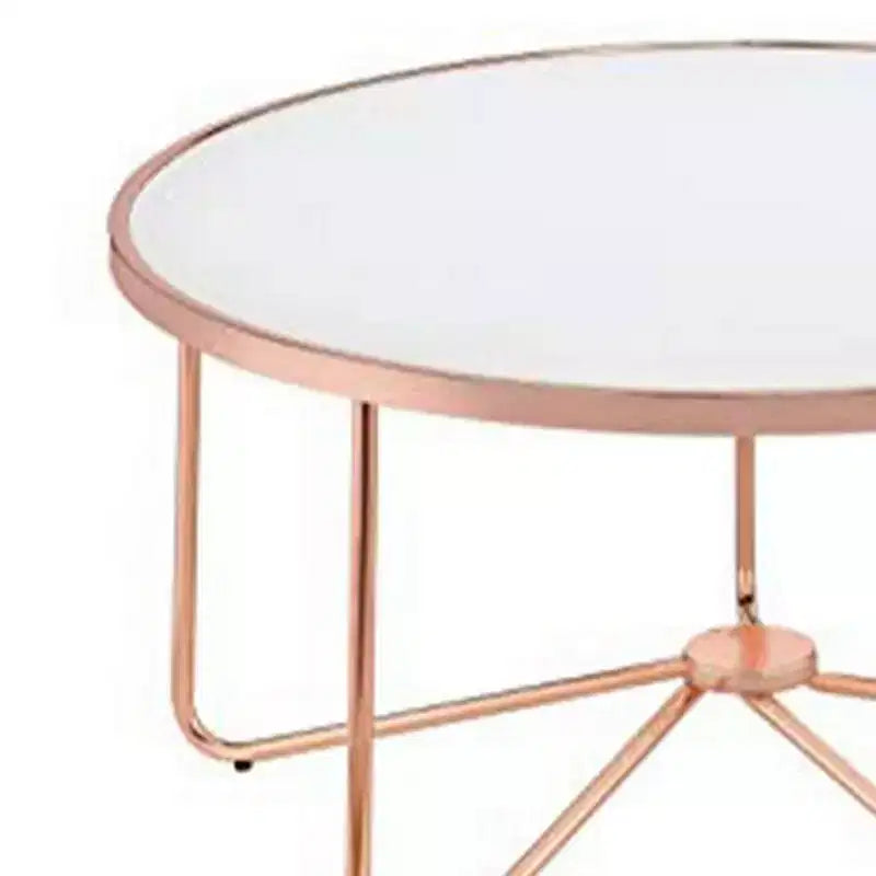 Couchtisch, mattiertes Glas & Roségold