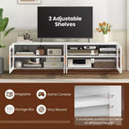Large TV Stand for TVs up to 75 Console Table w/ 4 Tempered Glass Doors