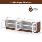 Large TV Stand for TVs up to 75 Console Table w/ 4 Tempered Glass Doors