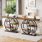 Table console de 47,24 pouces, table de canapé industrielle à 5 niveaux Table d'entrée en T avec étagères de rangement pour petits espaces, couloir, hall