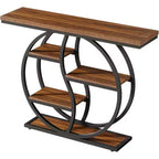 Table console de 47,24 pouces, table de canapé industrielle à 5 niveaux Table d'entrée en T avec étagères de rangement pour petits espaces, couloir, hall