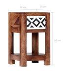 Table de chevet 11,8x11,8x19,6 en bois massif d'acacia