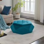 Modern Velvet Diamond Tufted Ottoman Coffee Table with Practical Storage,Multi-Functional Side Footrest for Bedroom,Entryway
