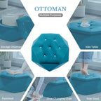 Modern Velvet Diamond Tufted Ottoman Coffee Table with Practical Storage,Multi-Functional Side Footrest for Bedroom,Entryway