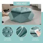 Modern Velvet Diamond Tufted Ottoman Coffee Table with Practical Storage,Multi-Functional Side Footrest for Bedroom,Entryway