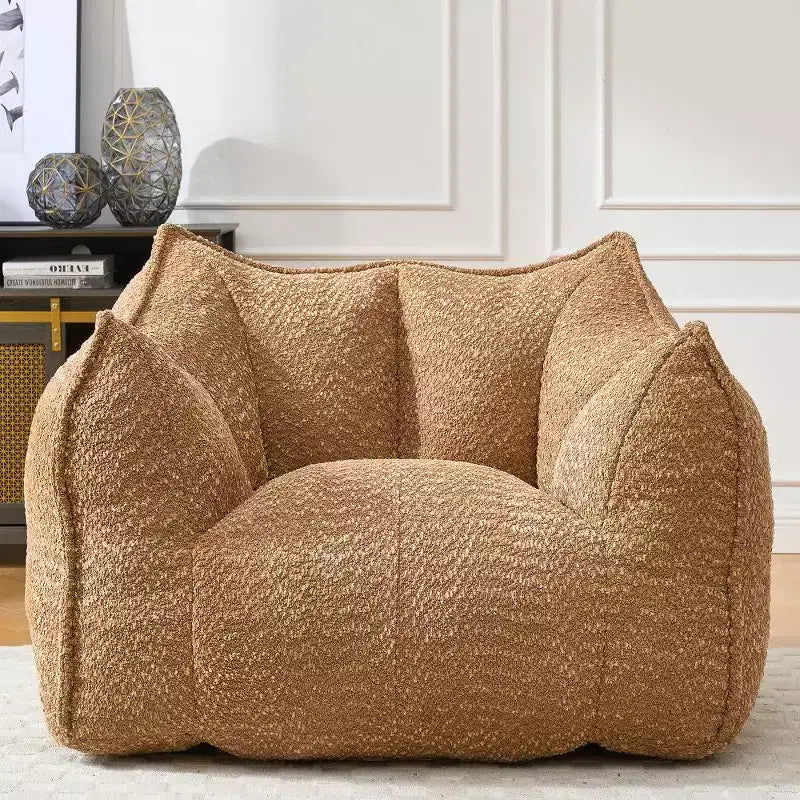 47 Inch Oversized Bean Bag Chair,High-Resilience Foam Square Lounger with Handle & Armrests,Chenille Floor Sofa for Living Room