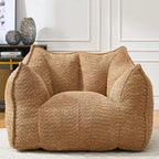 47 Inch Oversized Bean Bag Chair,High-Resilience Foam Square Lounger with Handle & Armrests,Chenille Floor Sofa for Living Room