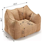 47 Inch Oversized Bean Bag Chair,High-Resilience Foam Square Lounger with Handle & Armrests,Chenille Floor Sofa for Living Room