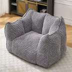 47 Inch Oversized Bean Bag Chair,High-Resilience Foam Square Lounger with Handle & Armrests,Chenille Floor Sofa for Living Room