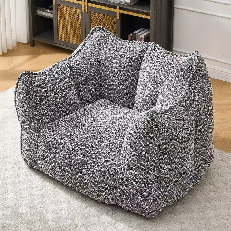 47 Inch Oversized Bean Bag Chair,High-Resilience Foam Square Lounger with Handle & Armrests,Chenille Floor Sofa for Living Room