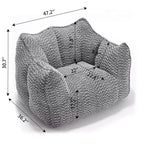 47 Inch Oversized Bean Bag Chair,High-Resilience Foam Square Lounger with Handle & Armrests,Chenille Floor Sofa for Living Room