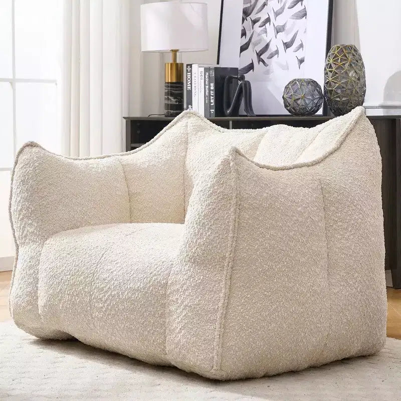 47 Inch Oversized Bean Bag Chair,High-Resilience Foam Square Lounger with Handle & Armrests,Chenille Floor Sofa for Living Room