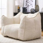47 Inch Oversized Bean Bag Chair,High-Resilience Foam Square Lounger with Handle & Armrests,Chenille Floor Sofa for Living Room