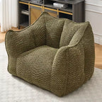 47 Inch Oversized Bean Bag Chair,High-Resilience Foam Square Lounger with Handle & Armrests,Chenille Floor Sofa for Living Room