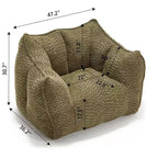 47 Inch Oversized Bean Bag Chair,High-Resilience Foam Square Lounger with Handle & Armrests,Chenille Floor Sofa for Living Room