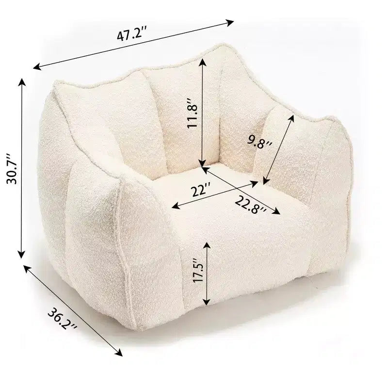 47 Inch Oversized Bean Bag Chair,High-Resilience Foam Square Lounger with Handle & Armrests,Chenille Floor Sofa for Living Room