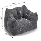 47 Inch Oversized Bean Bag Chair,High-Resilience Foam Square Lounger with Handle & Armrests,Chenille Floor Sofa for Living Room